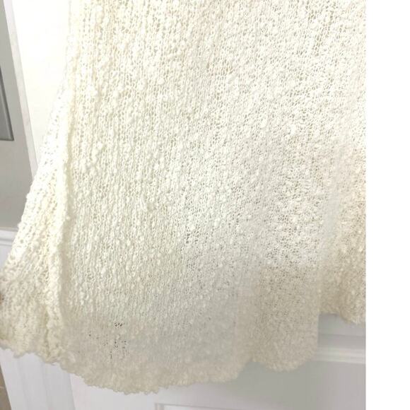 POL Cotton Blend Cream Open Knit Asymmetrical Hem Beachy Longline Tunic Top L - Picture 5 of 11